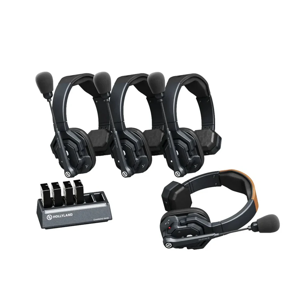 *HOLLYLAND SOLIDCOM SE-4S - HOLLYLAND SOLIDCOM SE 1.9GHz 4-Person Wireless Intercom System Full-Duplex with 1 Master / 3 Slave Headsets, PTT Push-to-Talk, 350M Transmission Range, ENC Noise Cancellation for Professional Filmmaking